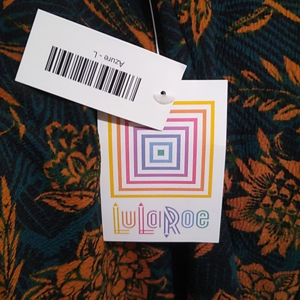 LuLaRoe Cassie Material Skirt Size L in Rust and Dark Green Career Stretch Comfy - Picture 8 of 9